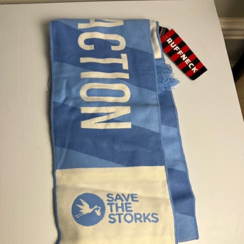 Unisex, Love, Compassion, Action Pro-Life Blue & White Save the Storks Scarf